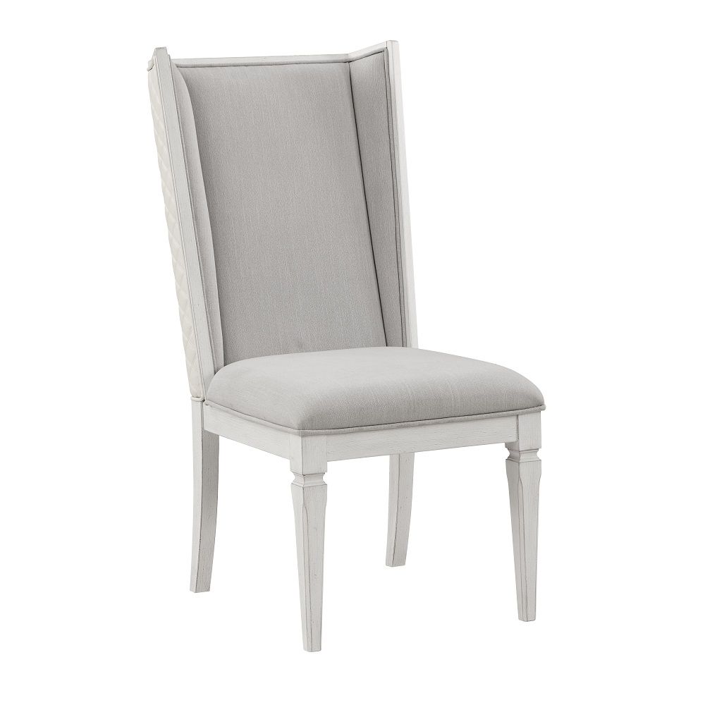 ACME Katia - Hostess Chair (Set of 2) - Light Gray & Weathered White | Meri Furniture