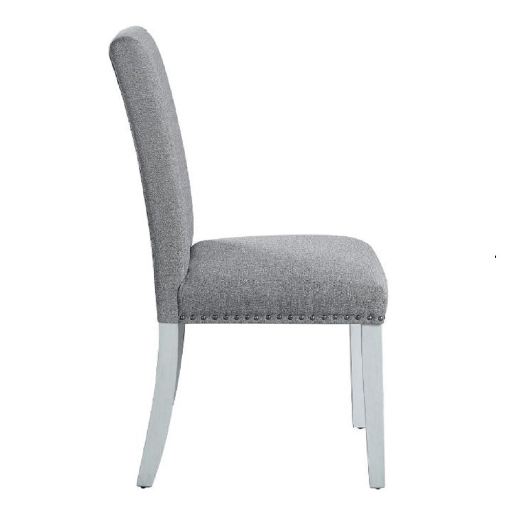 Lanton - Side Chair Set of 2) - Gray Linen & Antique White