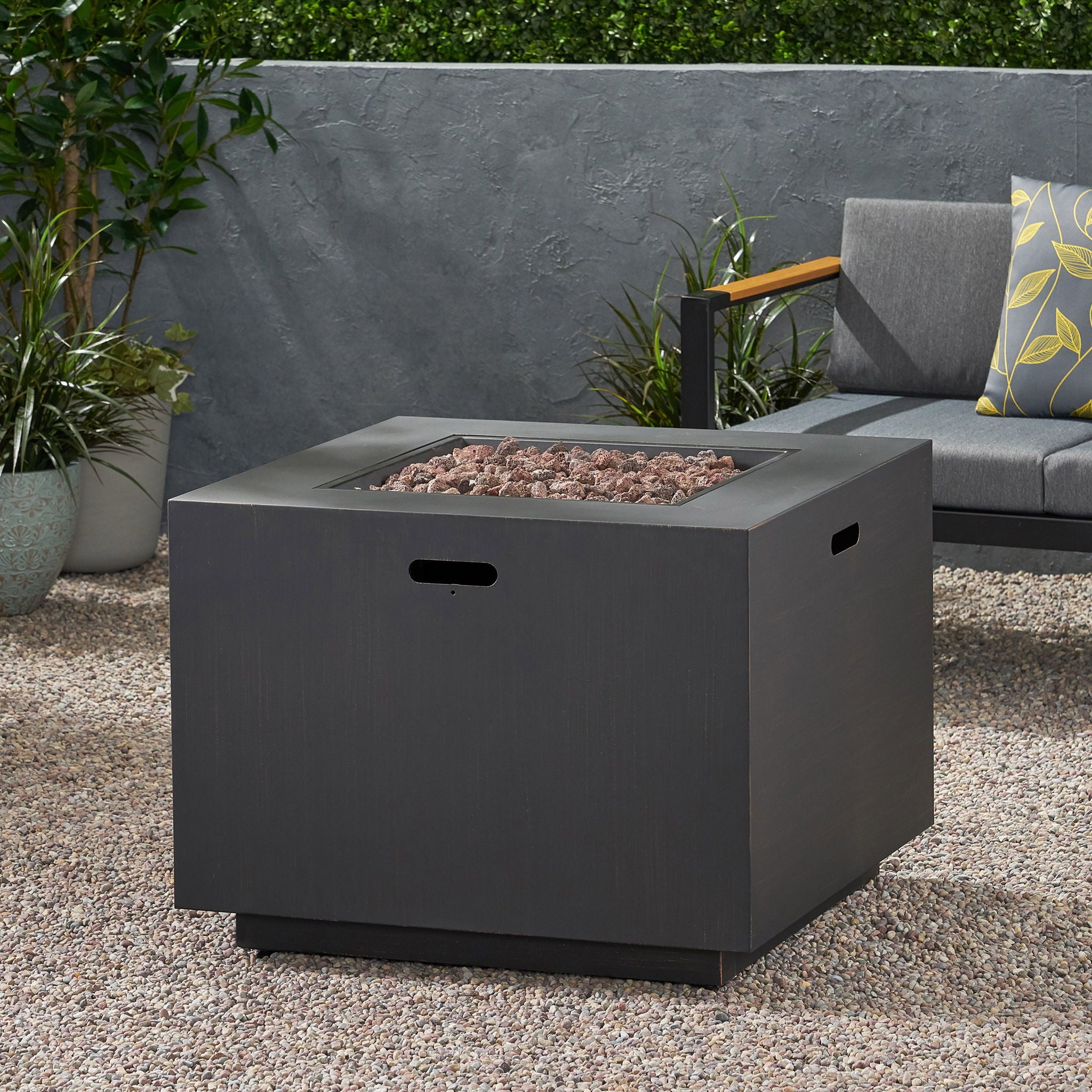 Outdoor Patio Gas Burning Fire Pit Table 50,000 Btu, Square