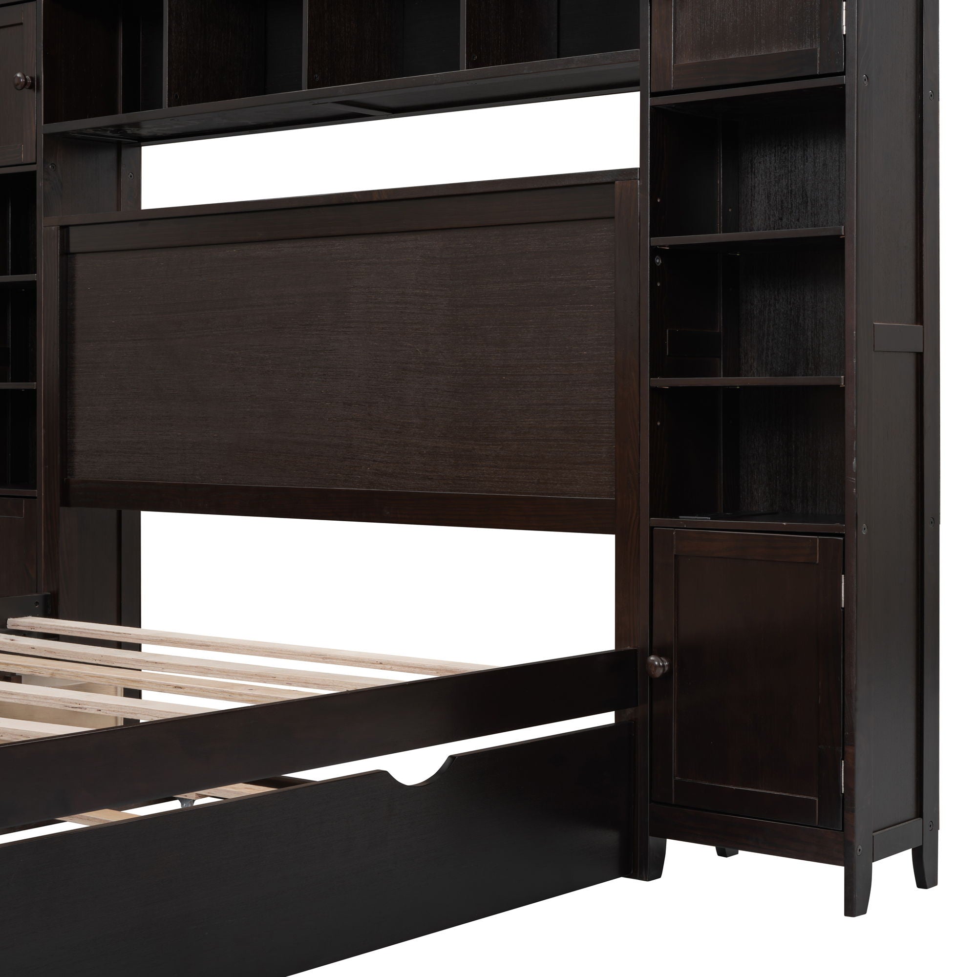 Bed With All In One Cabinet, Shelf And Sockets, Trundle