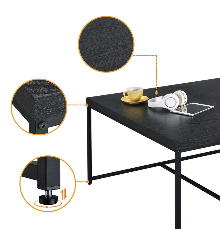 Caitlin 35"W Black Wood Grain 5 Piece Coffee Table Set