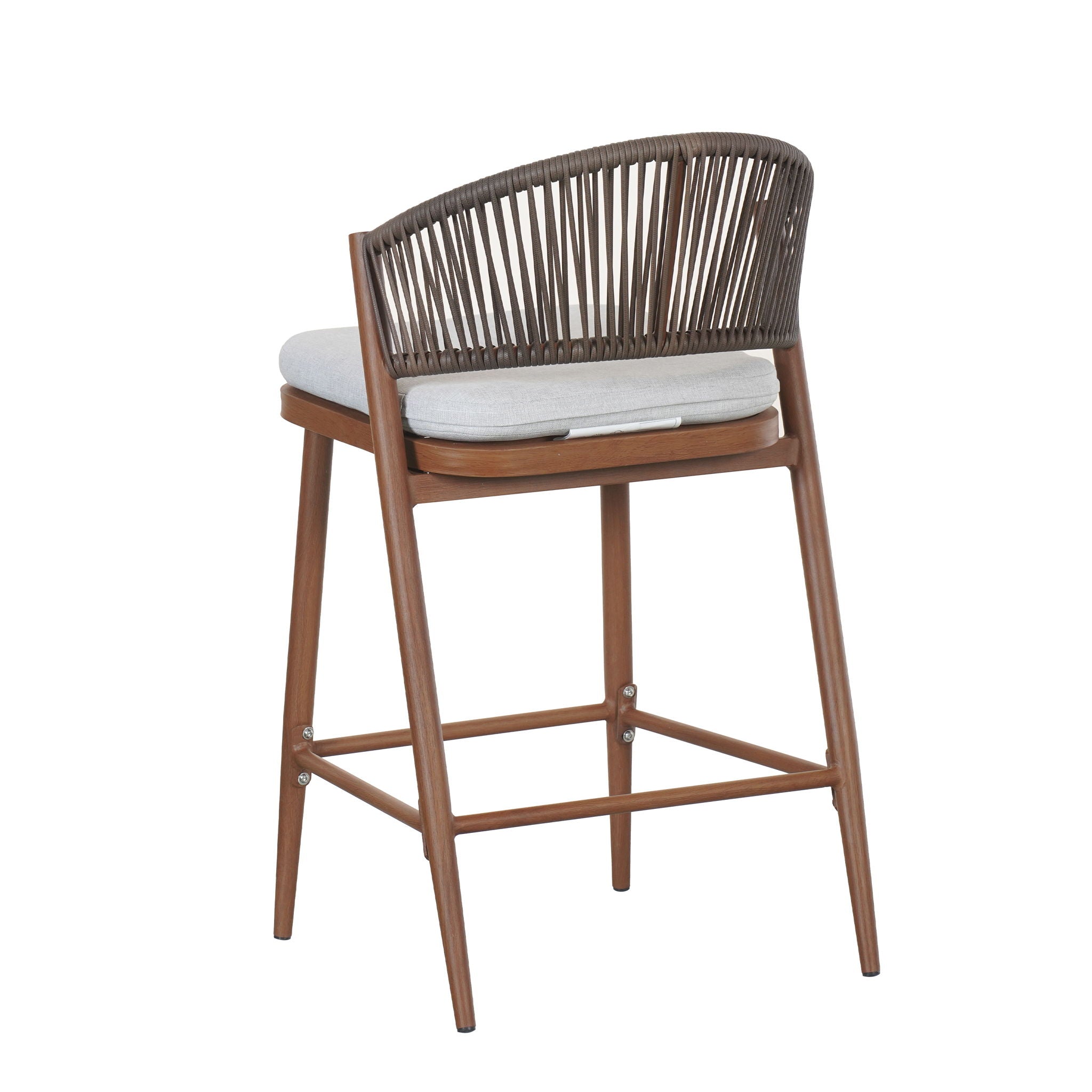 Outdoor 26" Counter Height Metal Frame Counter Stools With Scallop Shaped Backrest & Water Resistant Cushions