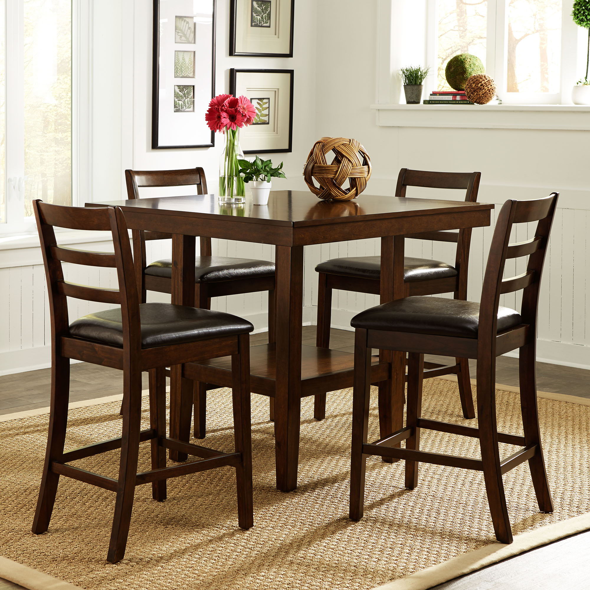 Liberty Furniture Hampton - 5 Piece Gathering Table Set - Dark Brown | Meri Furniture