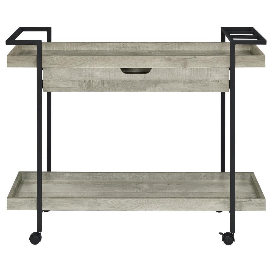 Coaster Fine Furniture Ventura - 1-Drawer Engineered Wood Bar Cart - Gray Driftwood | Meri Furniture