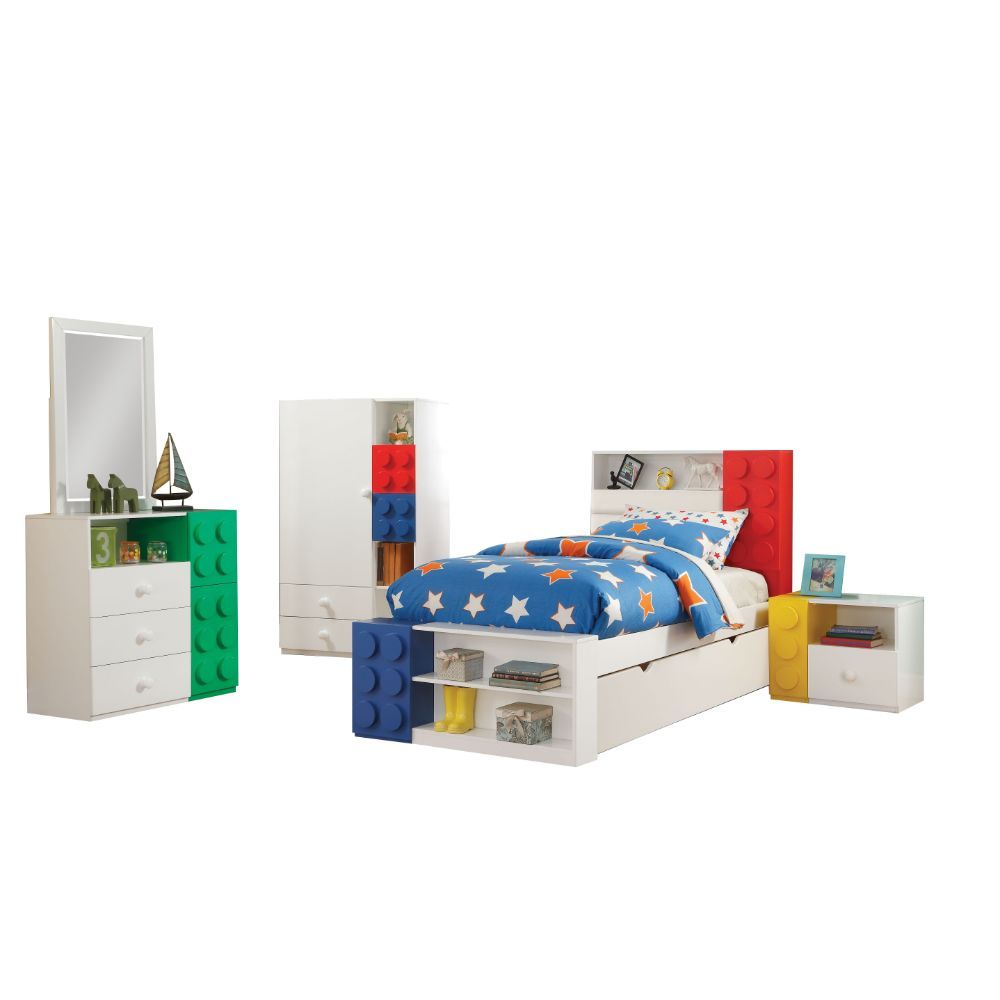 ACME Playground - Nightstand - White & Multi-Color | Meri Furniture