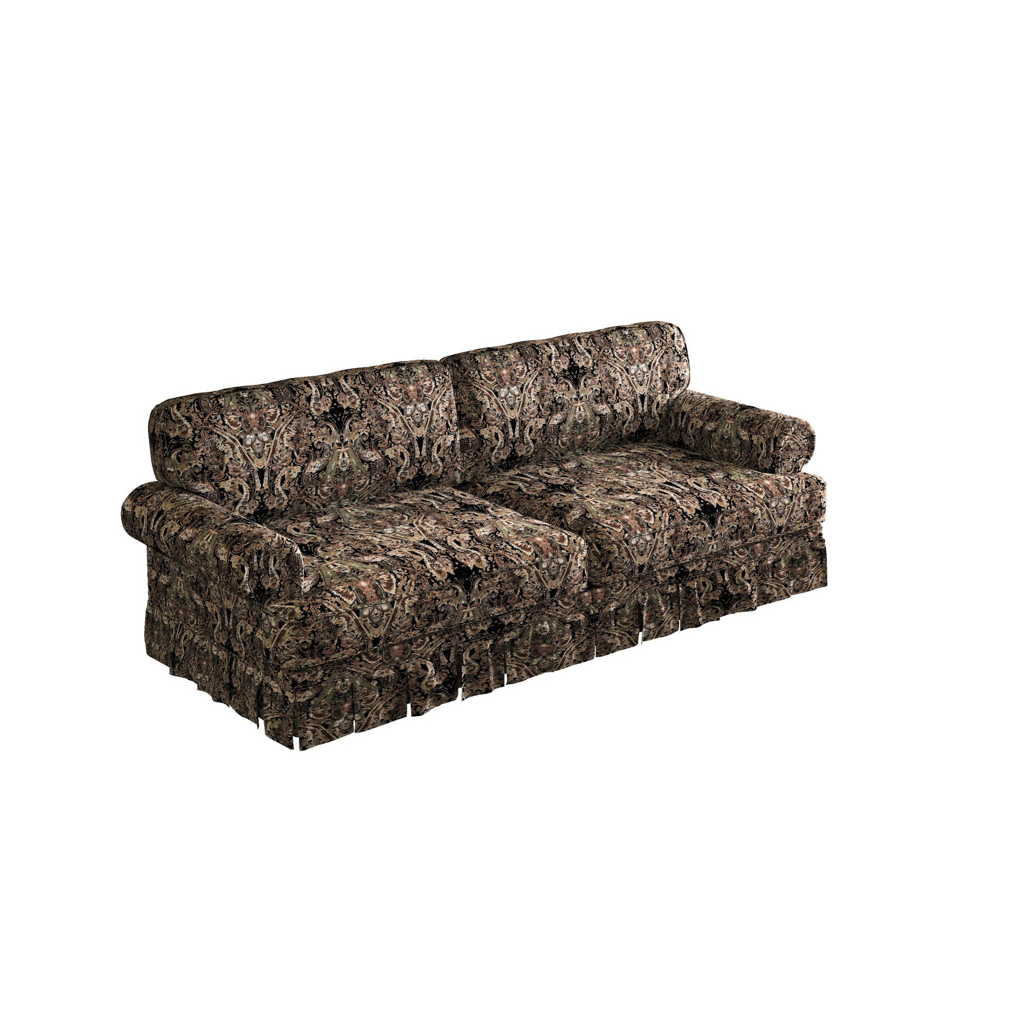 Luxuriously Comfortable Cloud Couch With Elegant Rolled Arms & Pleated Skirt Design