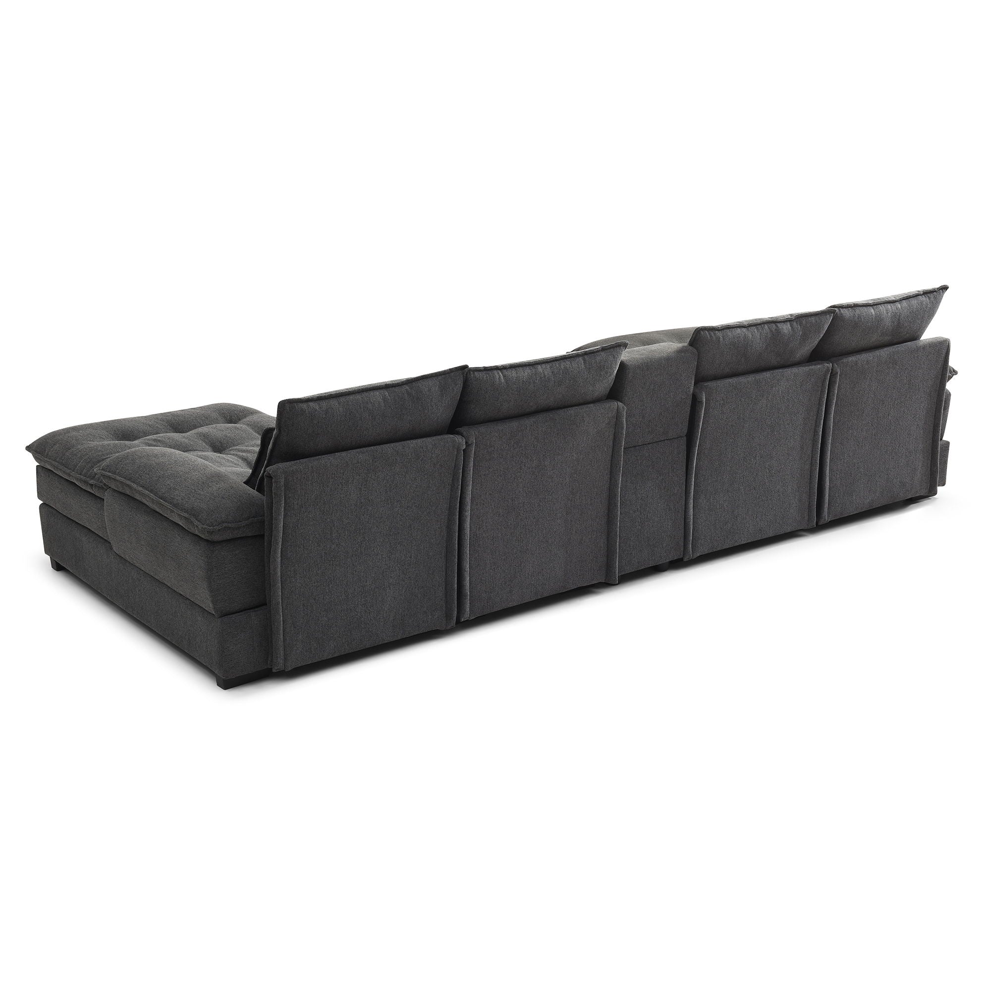 U Shaped Sofa With Console And Cupholders, 6 Seat