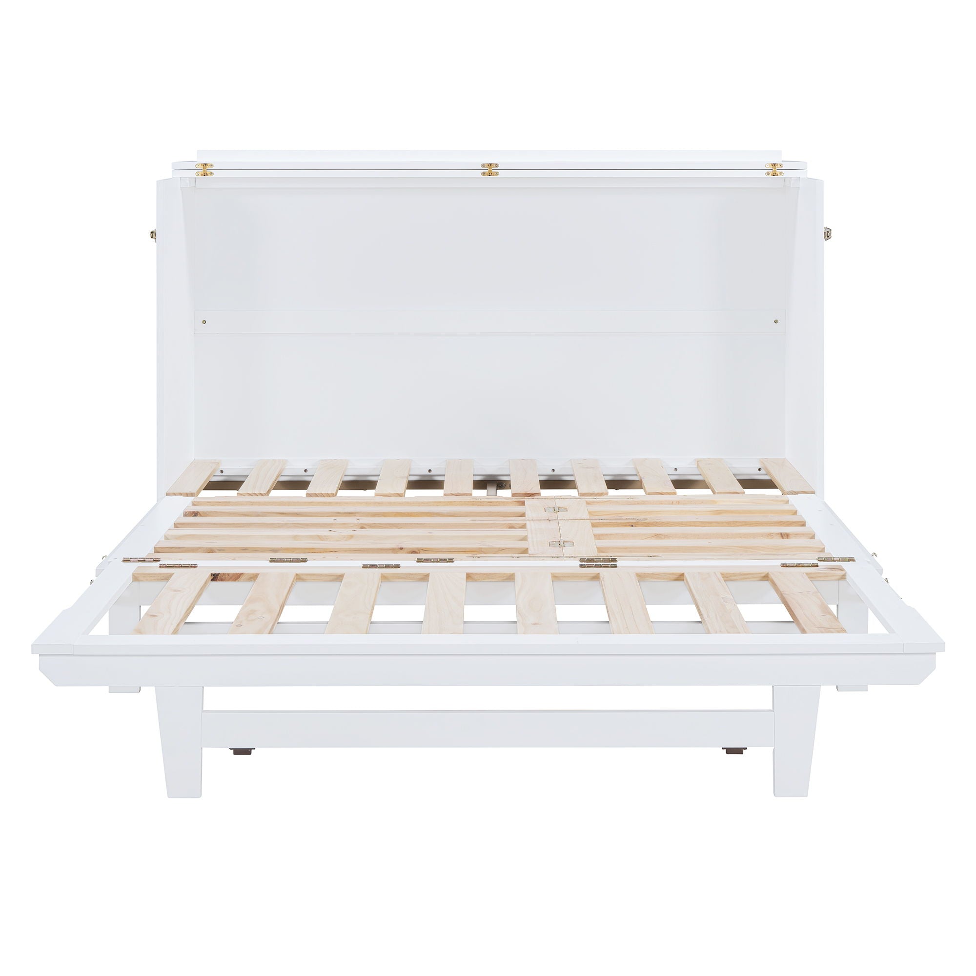 Murphy Bed With Frosted Glass Doors Design, Fake Drawers, Metal Legs