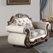 ACME Pierce - Chair With Pillow - Beige Fabric & Cherry Finish | Meri Furniture
