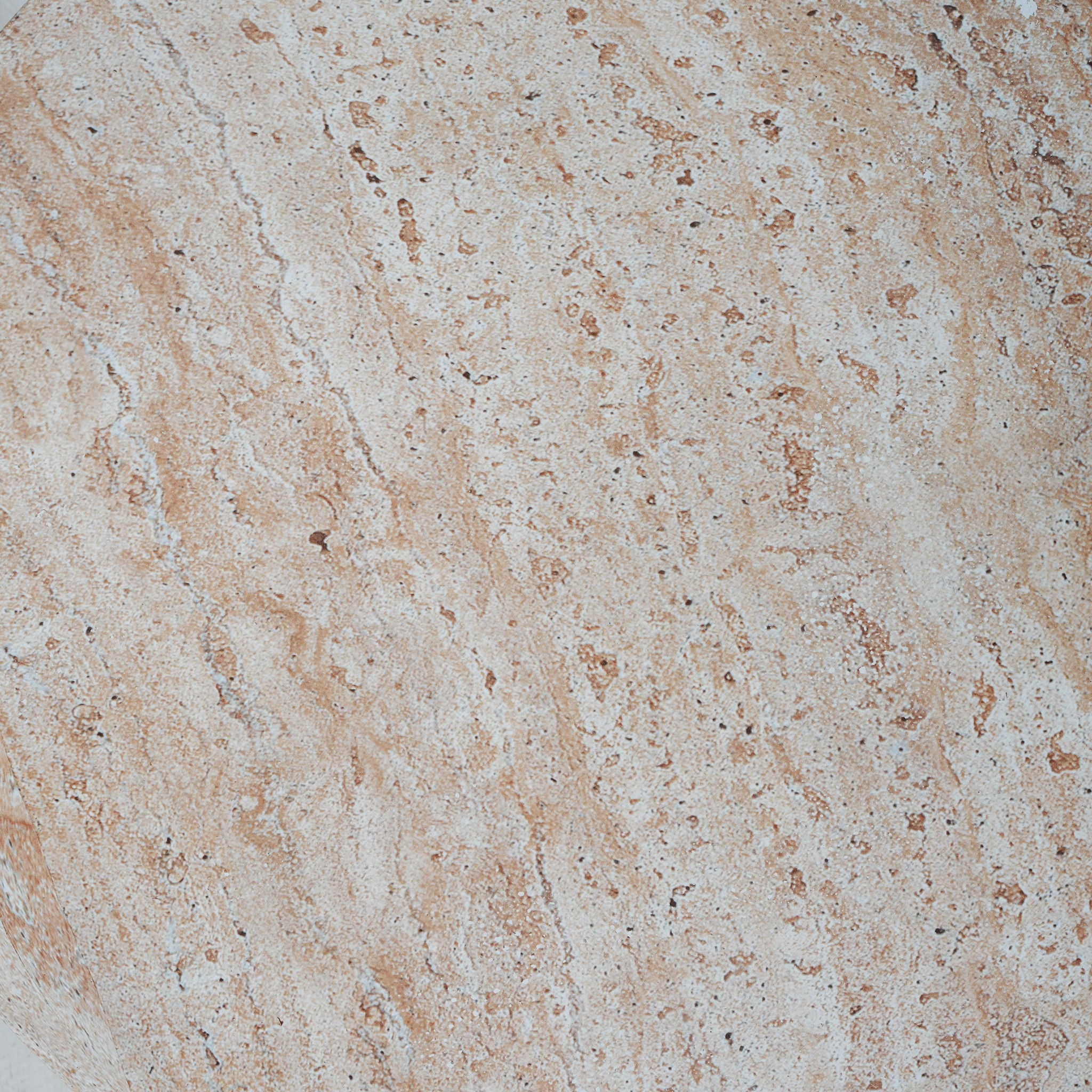 Elegant Outdoor / Indoor Lightweight Concrete Side Table With Travertine - Beige