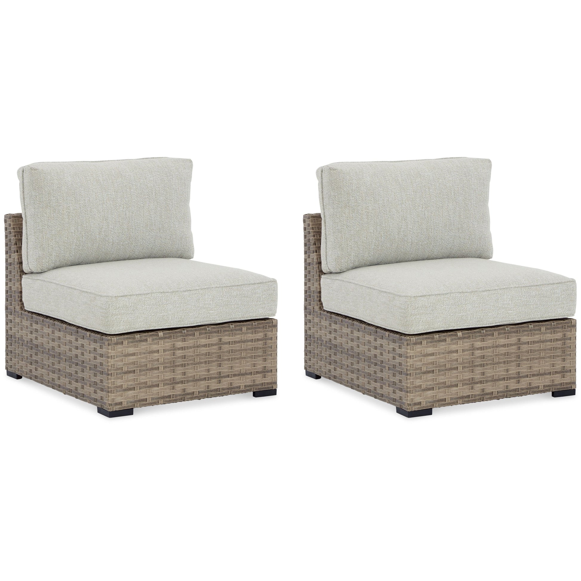 Ashley Furniture Calworth - Beige - Armless Chair W/Cushion (Set of 2) | Meri Furniture