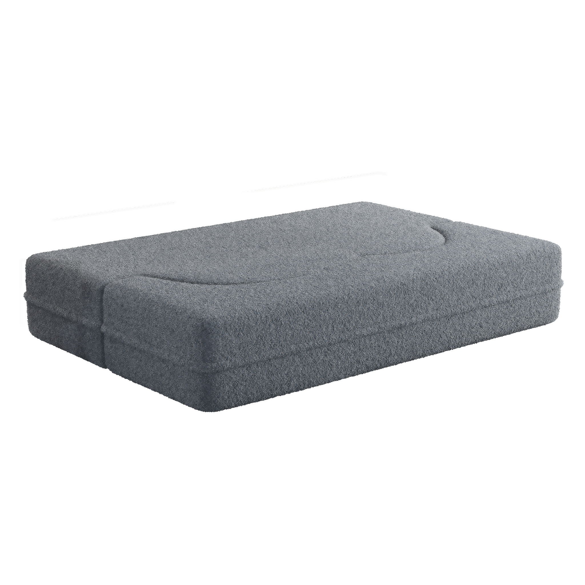 Modern Floor Sofa, With 2 Pillows, Convertible Teddy Fabric Foam Filled Bed