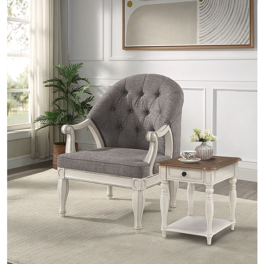 ACME Florian - Chair - Gray & Antique White | Meri Furniture