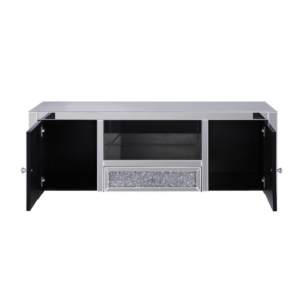 Noralie - TV Stand - Mirrored & Faux Diamonds