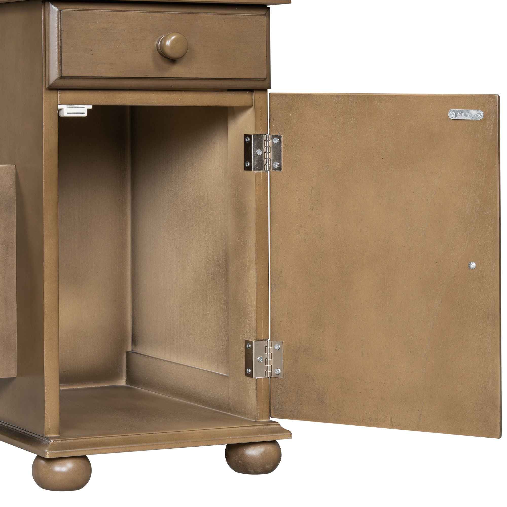 Vintage Flip Top Side Table With USB Ports