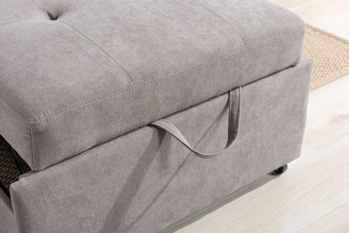 Hannah 35"W Gray Woven Convertible Armchair