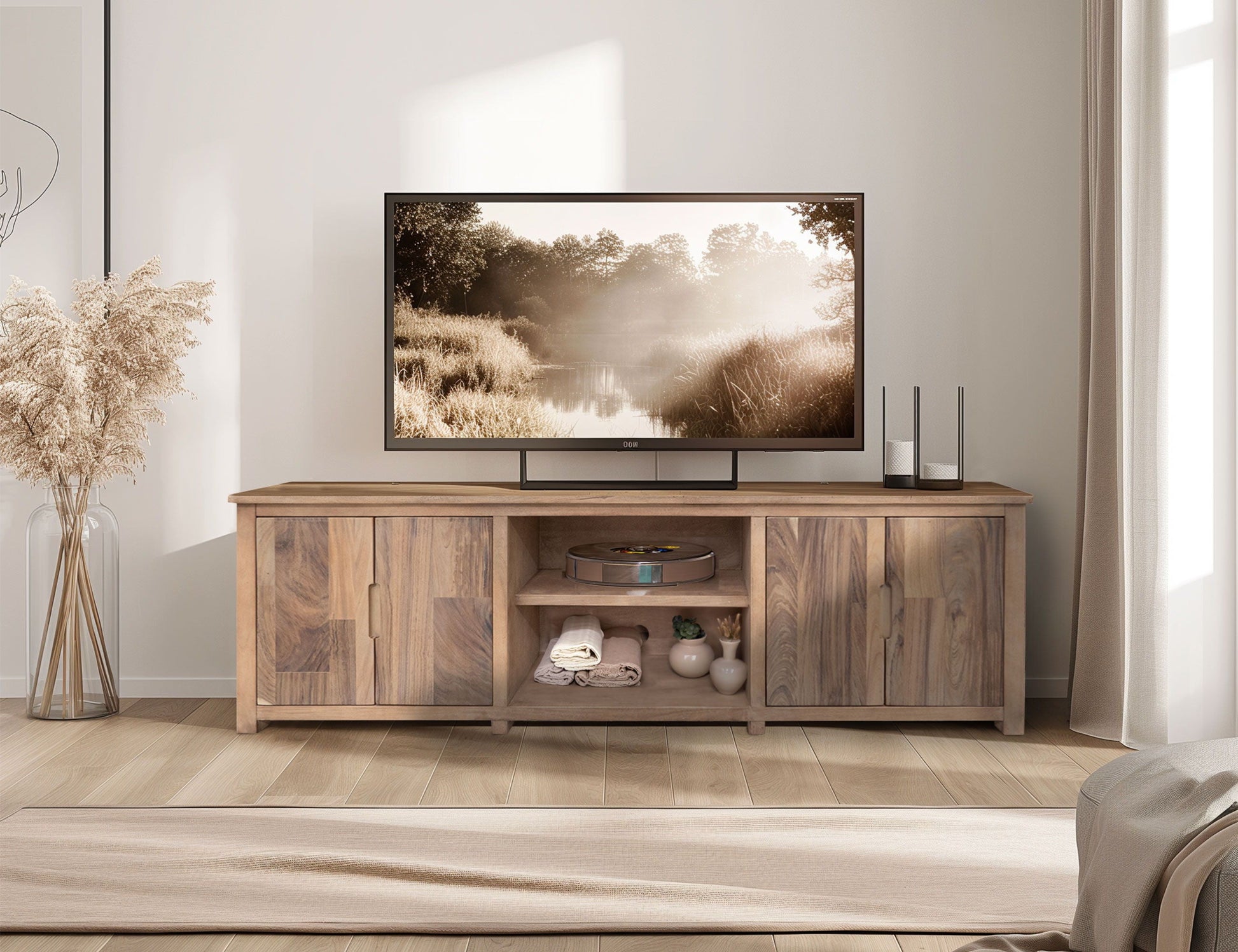 International Furniture Direct Natural Parota - TV Stand - Brown | Meri Furniture