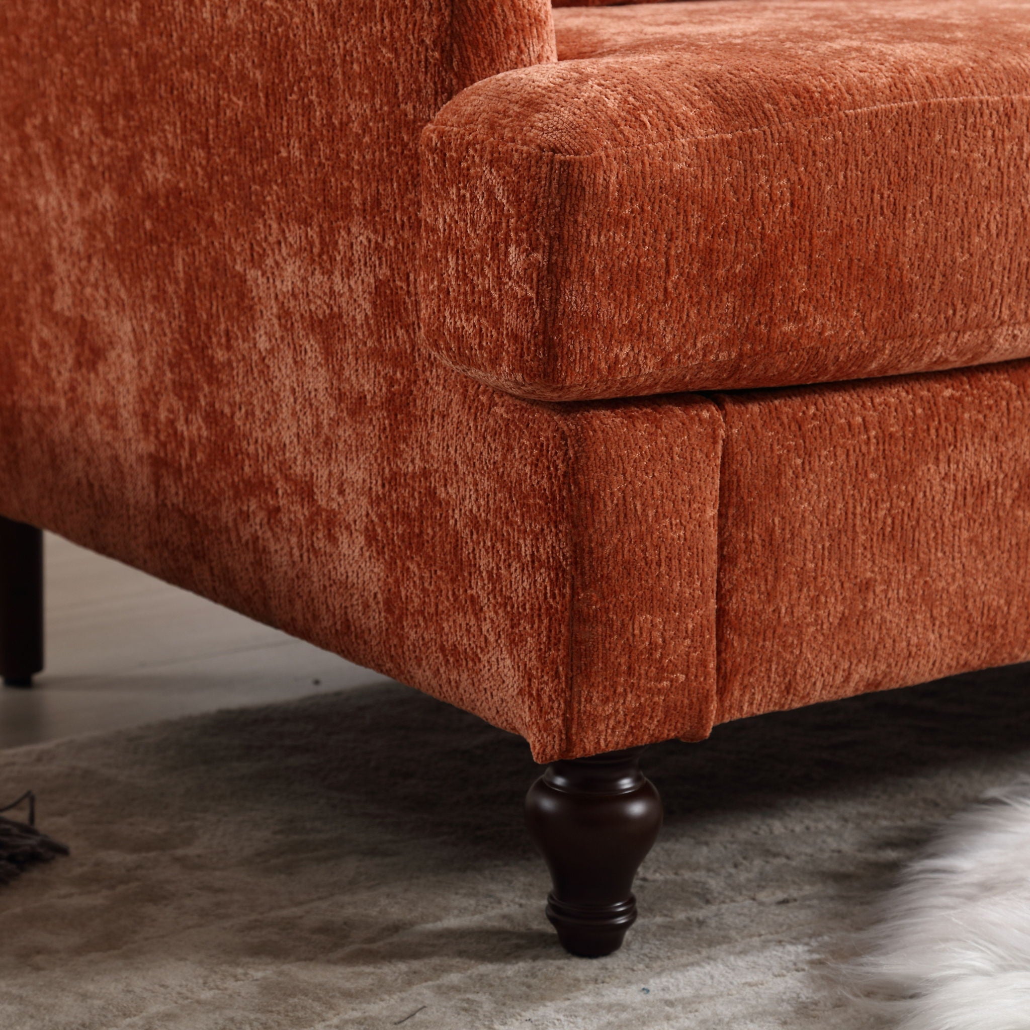 Mid Century Modern Fabric Loveseat Sofa, 2 Seat Upholstered Couch