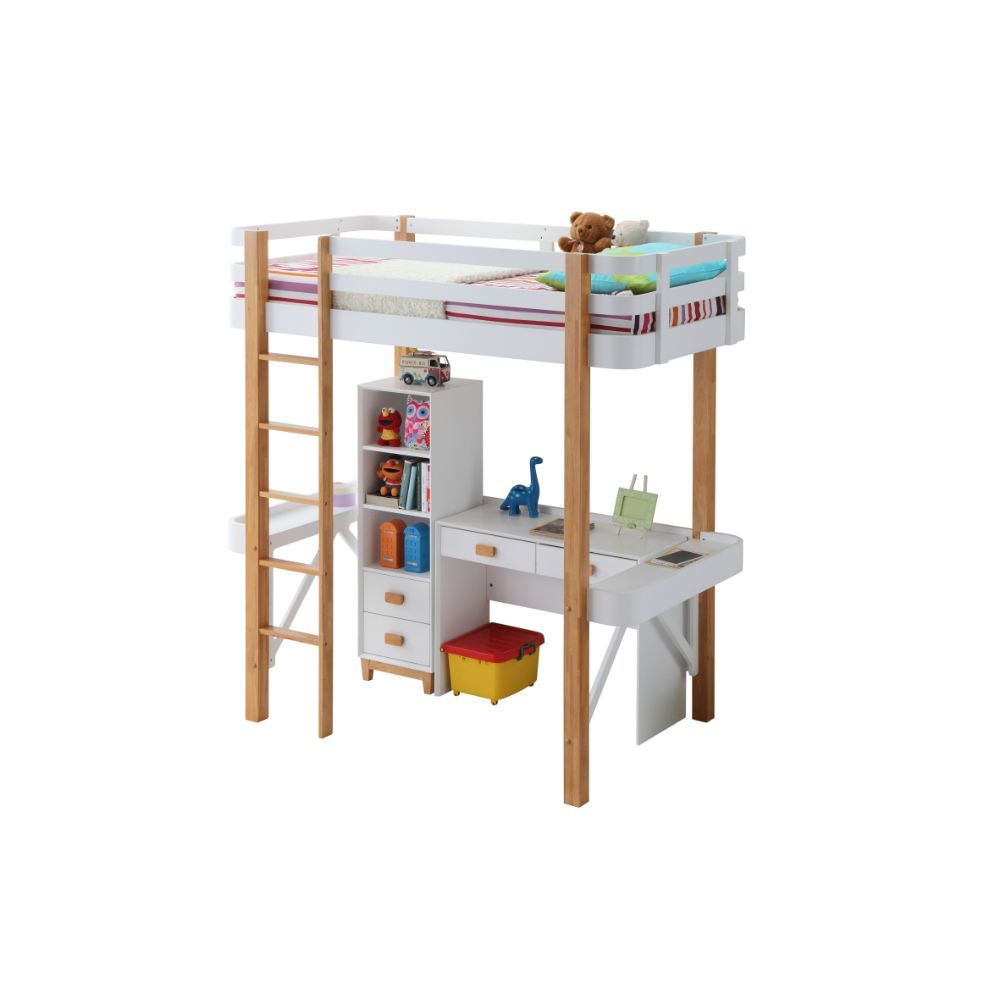 ACME Rutherford - Bookshelf - White & Natural | Meri Furniture