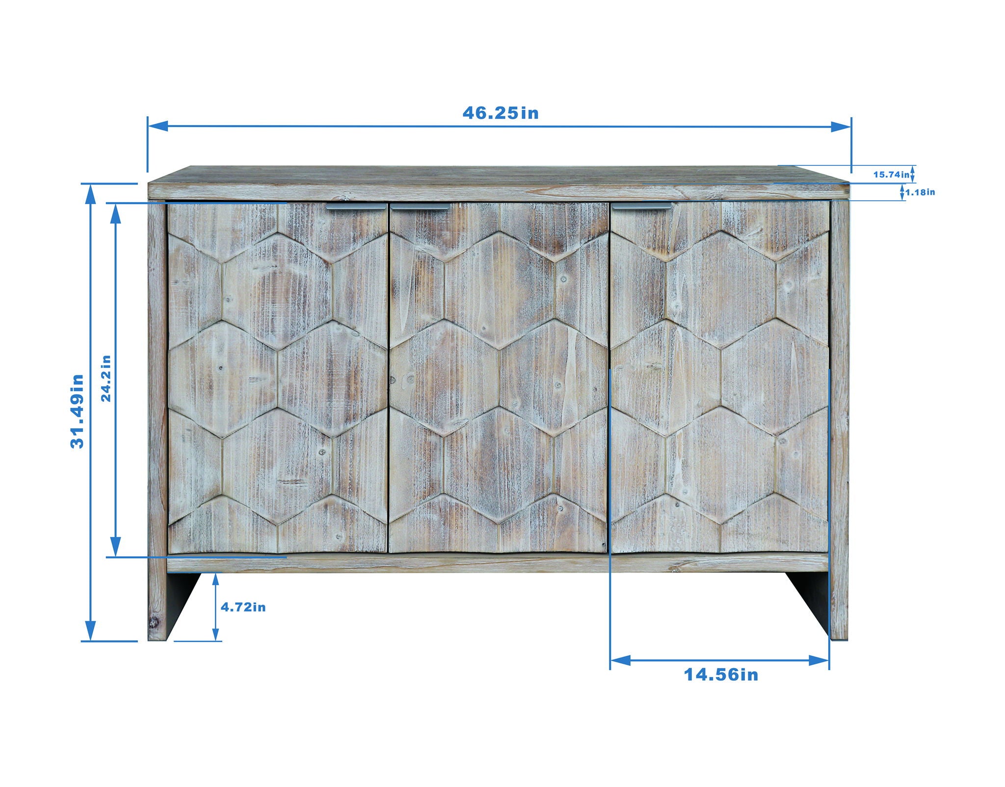 Accent Cabinet Farmhouse Style 3 Door Wooden Cabinet Sideboard Buffet Server Cabinet Storage Cabinet, For Living Room - Natural Wood Wash