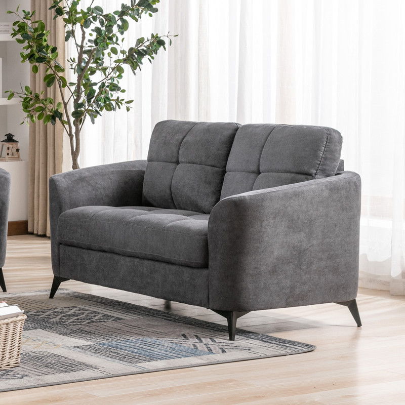 Callie 60"W Gray Woven Fabric Loveseat