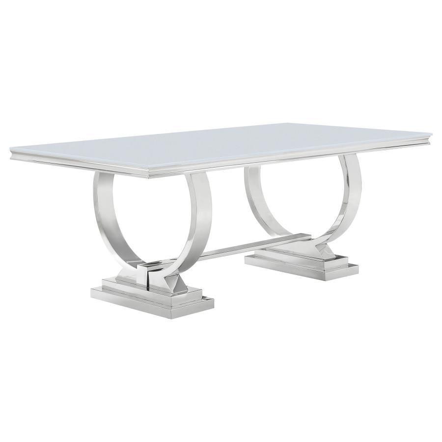 Coaster Fine Furniture Antoine - Rectangular Glass Top Dining Table Set | Meri Furniture