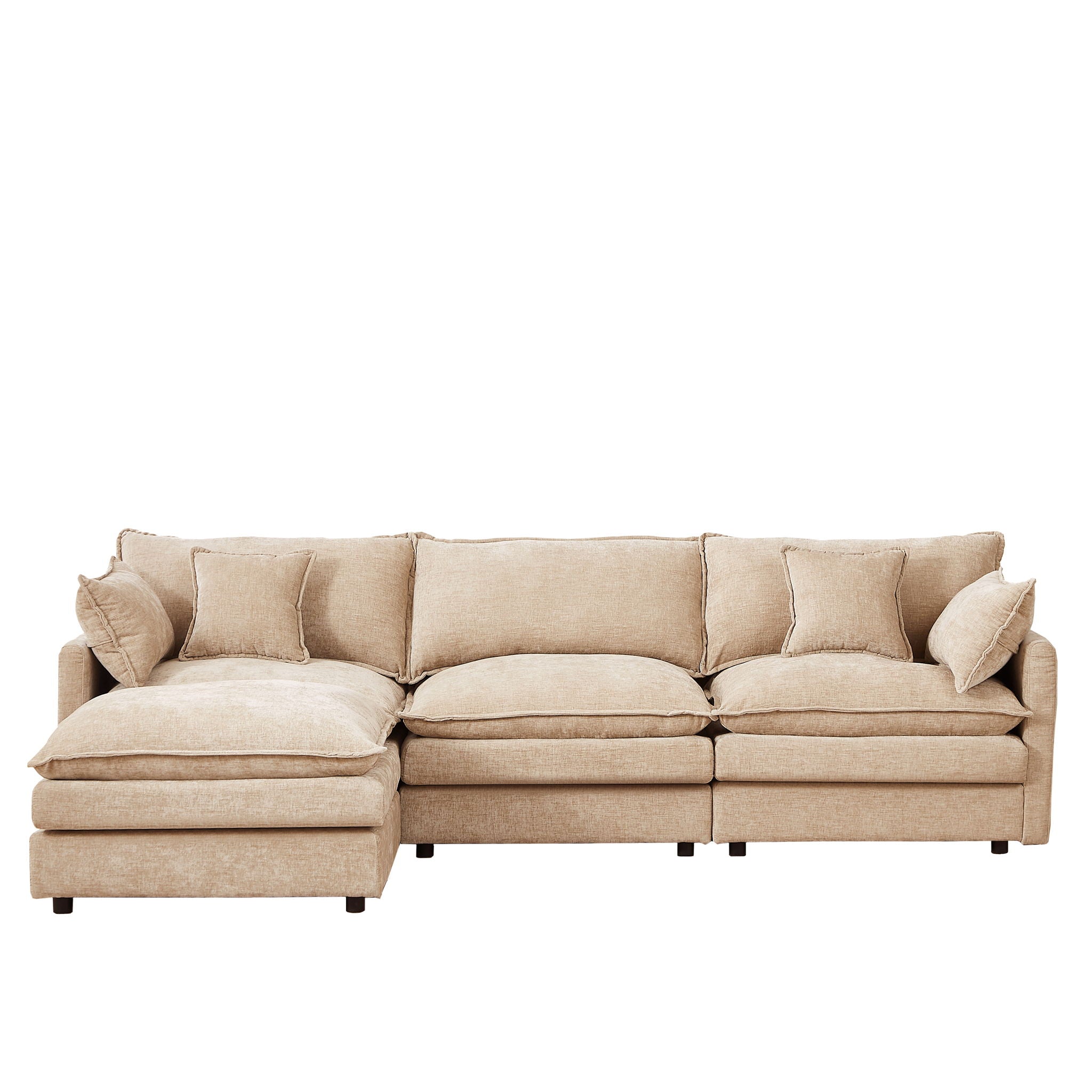 Modular L-Shaped Sectional Sofa With Movable Ottoman