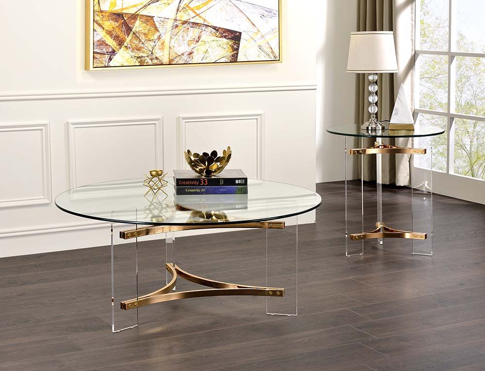 ACME Sosi - End Table - Gold Finish | Meri Furniture