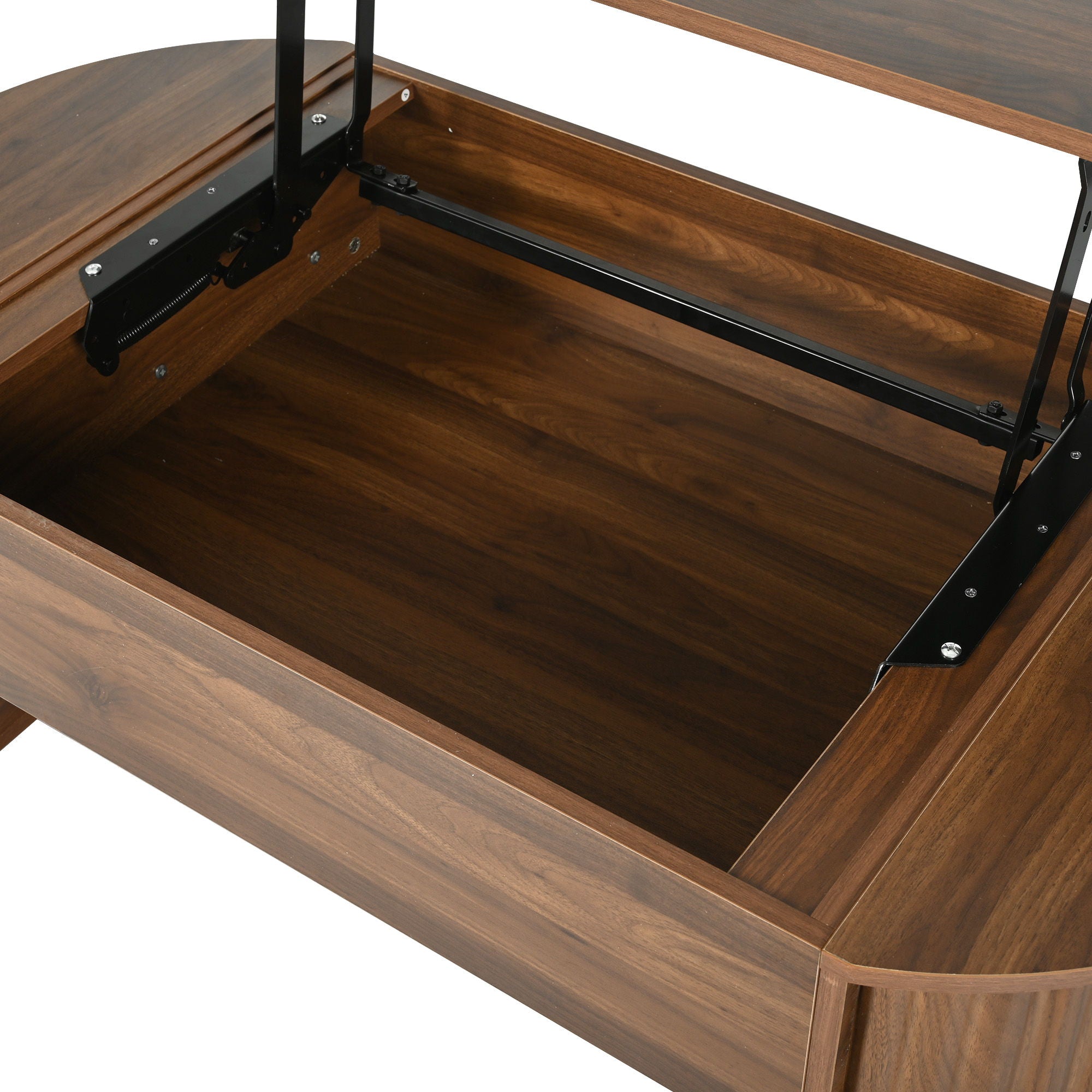 Lift Top Coffee Table With Hidden Compartment, Modern Oval Lift Tabletop For Home Living Room