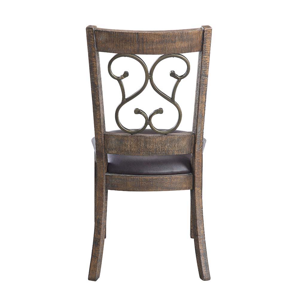 Raphaela - Side Chair Set of 2) - Black Synthetic Leather & Weathered Cherry