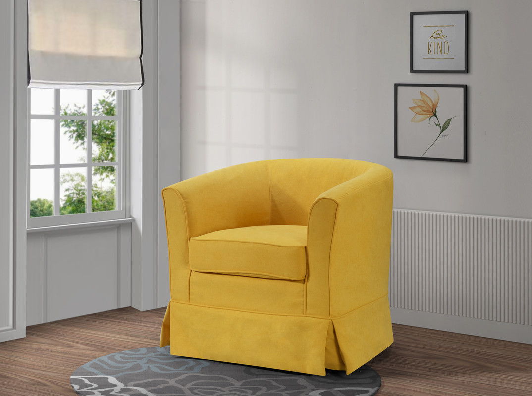 Tucker 28"W Yellow Woven Fabric Swivel Barrel Chair