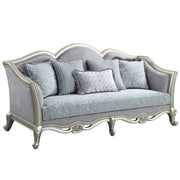 ACME Qunsia - Sofa - Light Gray Linen & Champagne Finish | Meri Furniture