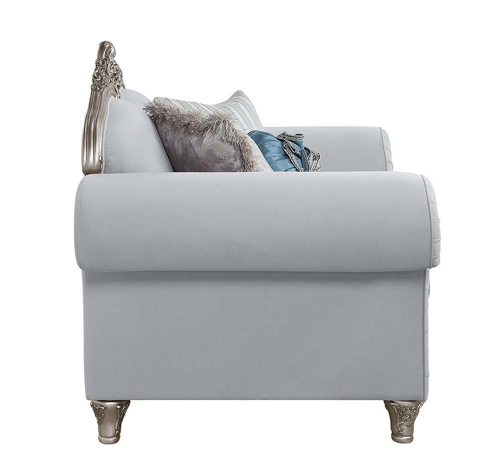 ACME Pelumi - Sofa - Light Gray Linen & Platinum - Finish | Meri Furniture