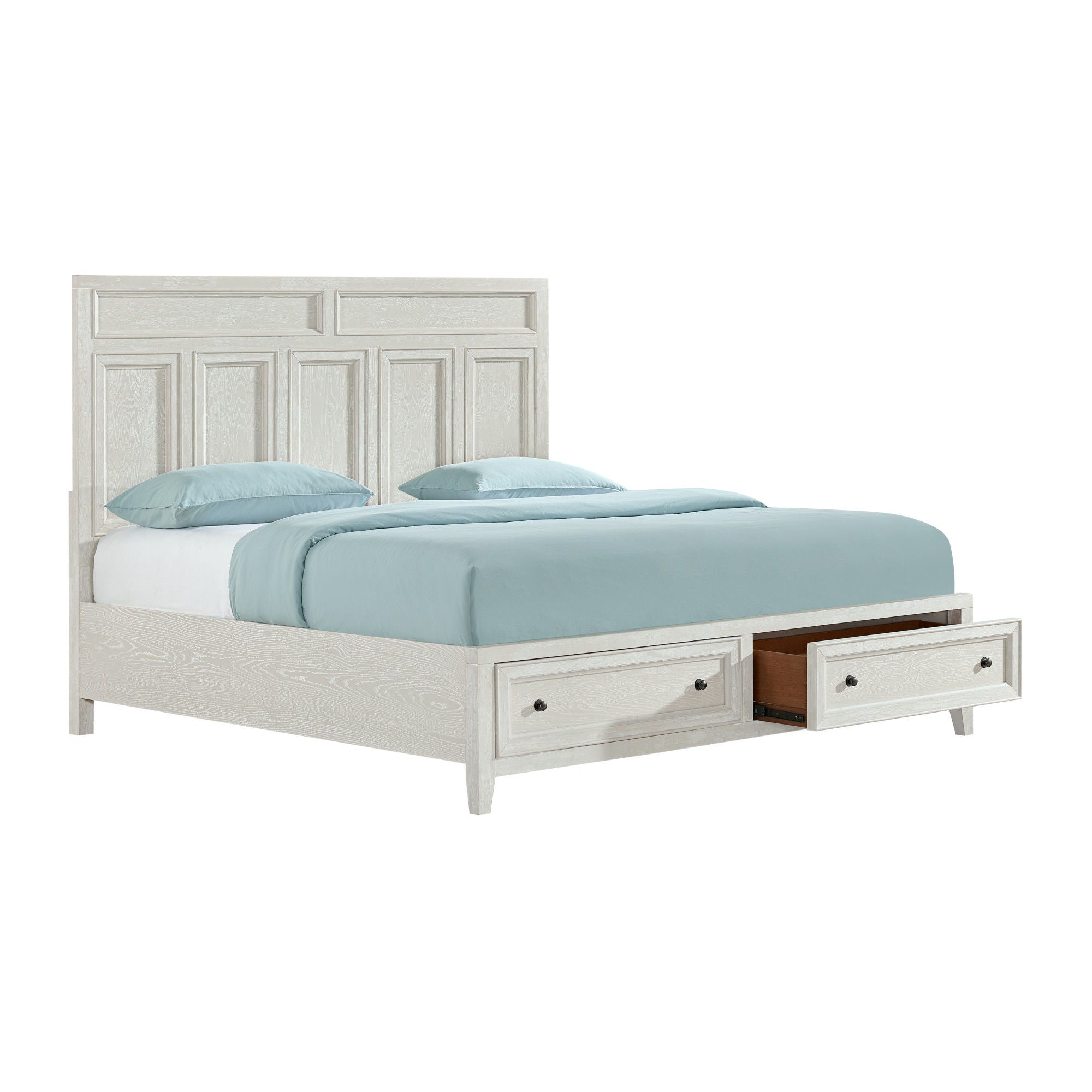 Storage Bed With Panel Headboard And Spacious Footboard Drawers