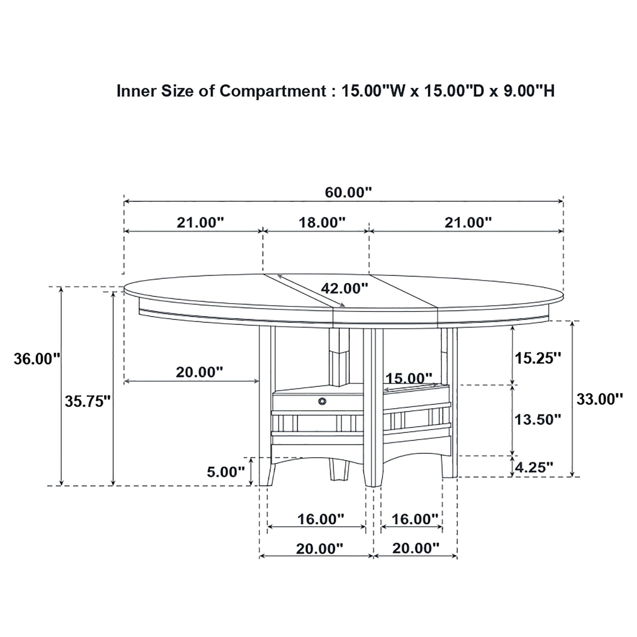 Lavon Oval 60-inch Counter Height Extension Dining Table Chestnut