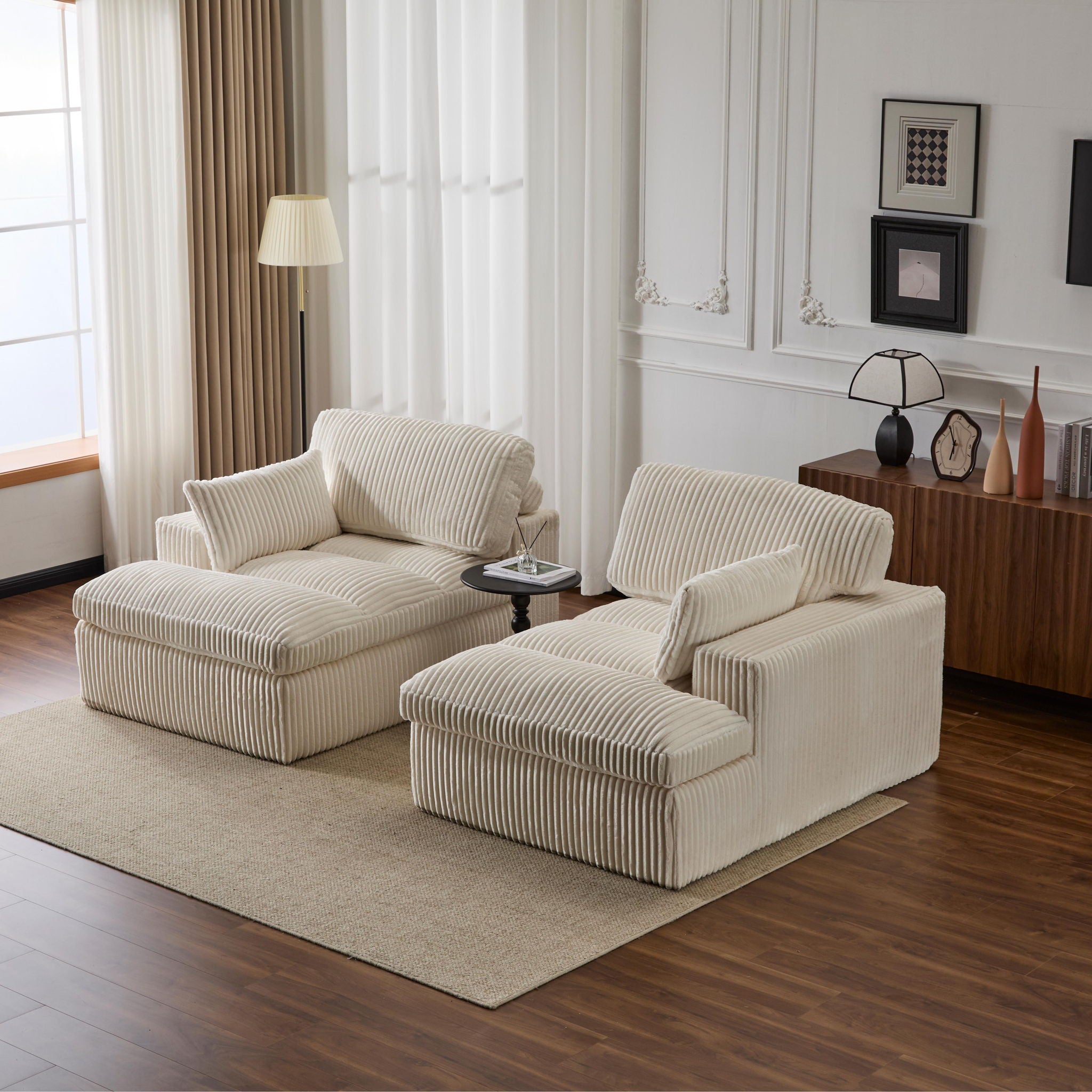 Double Chaise Lounge Chair, Oversized Upholstered Sleeper Cloud Couch