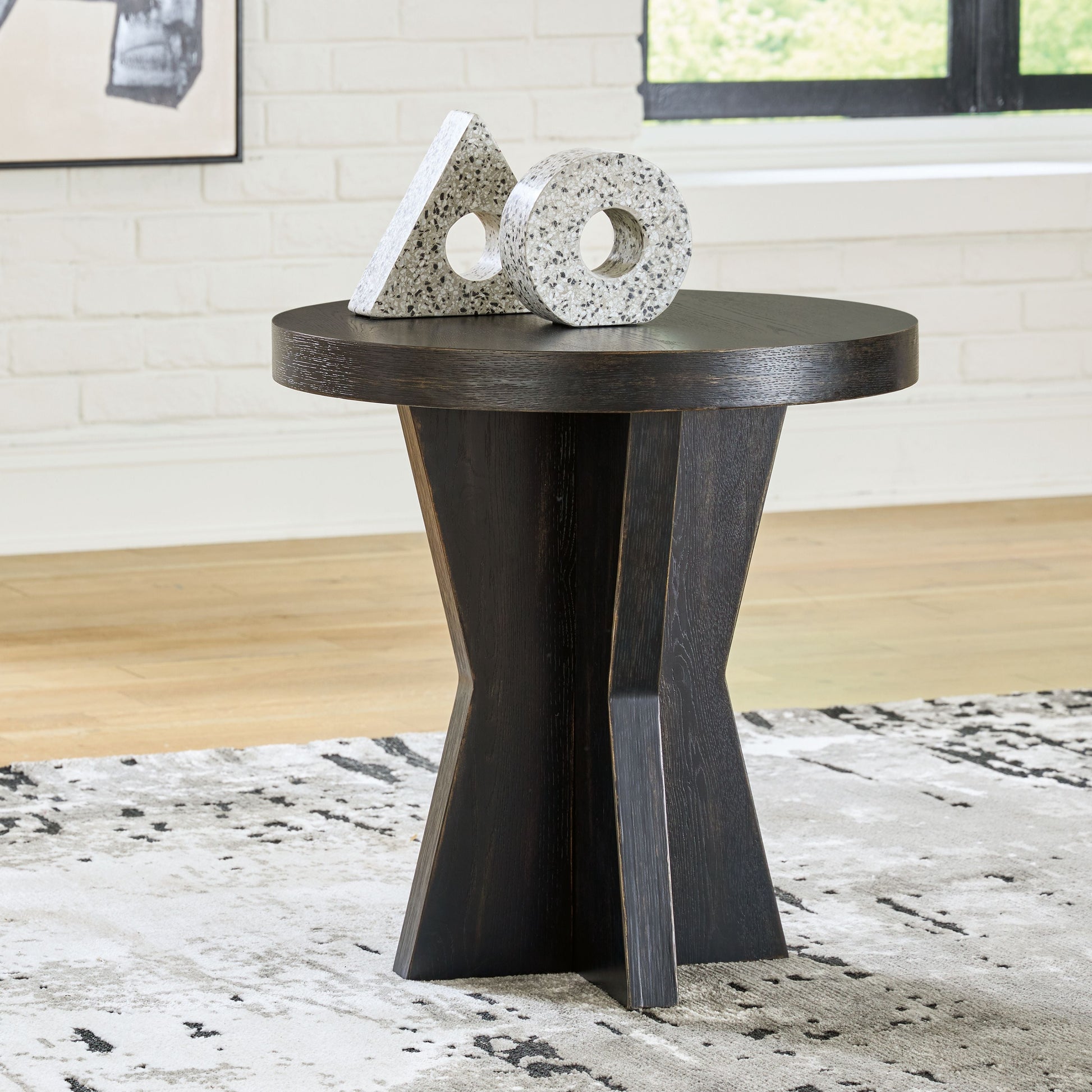Signature Design by Ashley® Galliden - Black - Round End Table | Meri Furniture