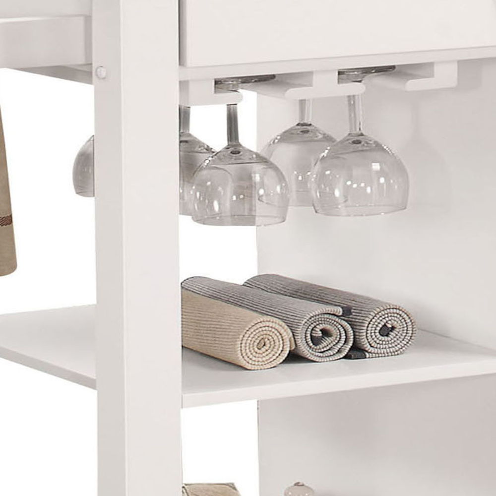 Ottawa - Kitchen Cart - Black Wooden Top & White