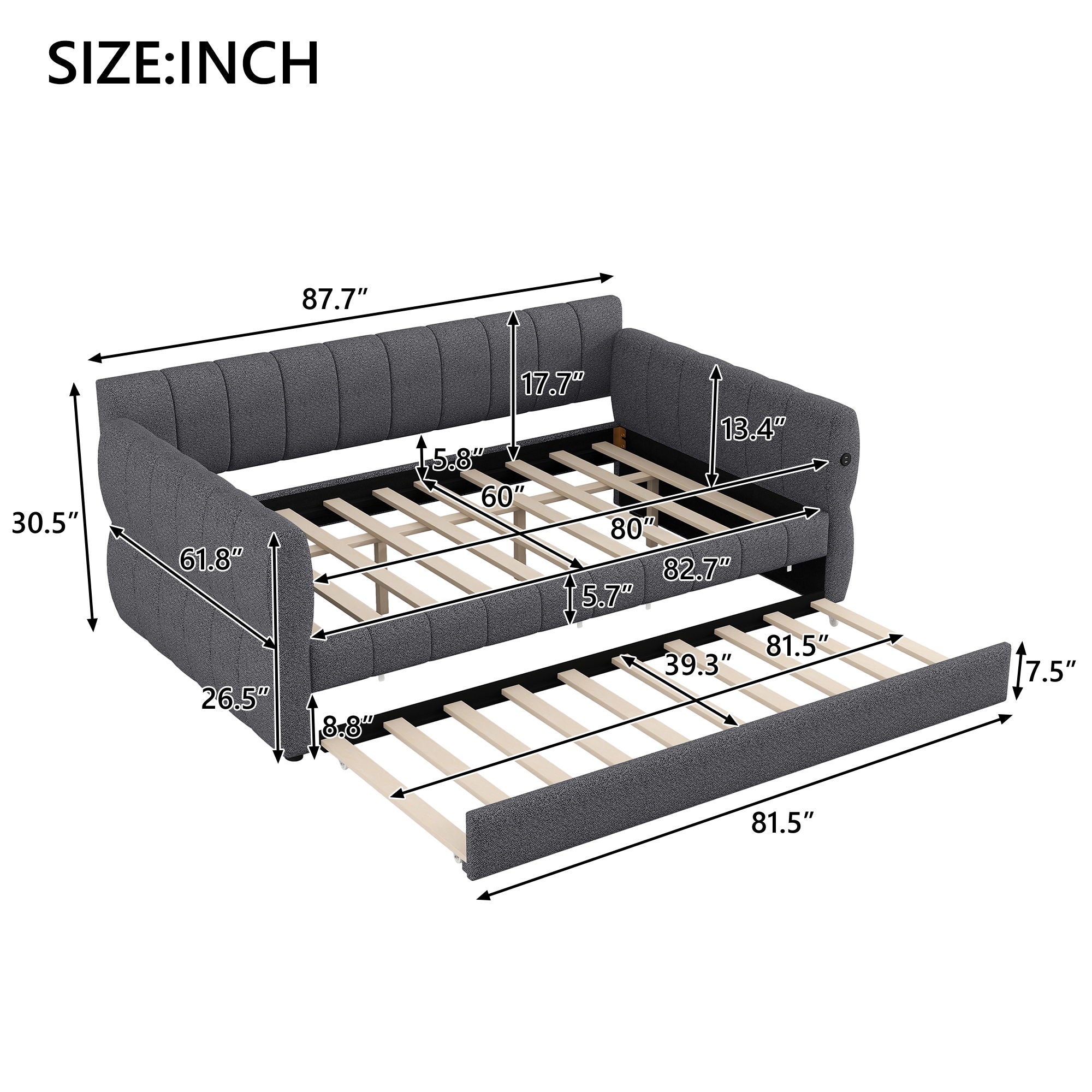 Upholstered Platform Bed With USB Charging