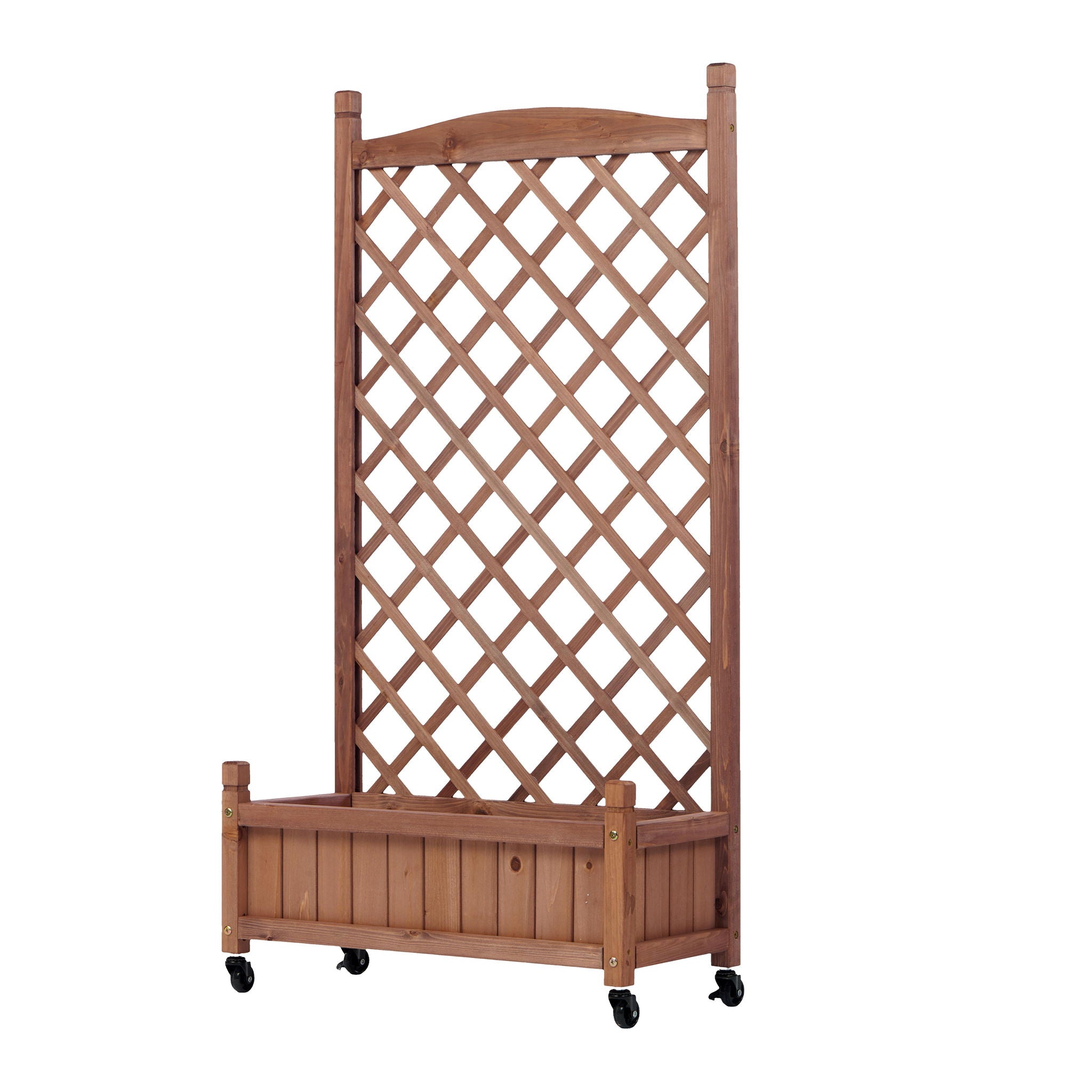 Raised Garden Bed With Trellis 2 Pack, Outdoor Planter Box & Plant Stand With Climbing Racks - Brown