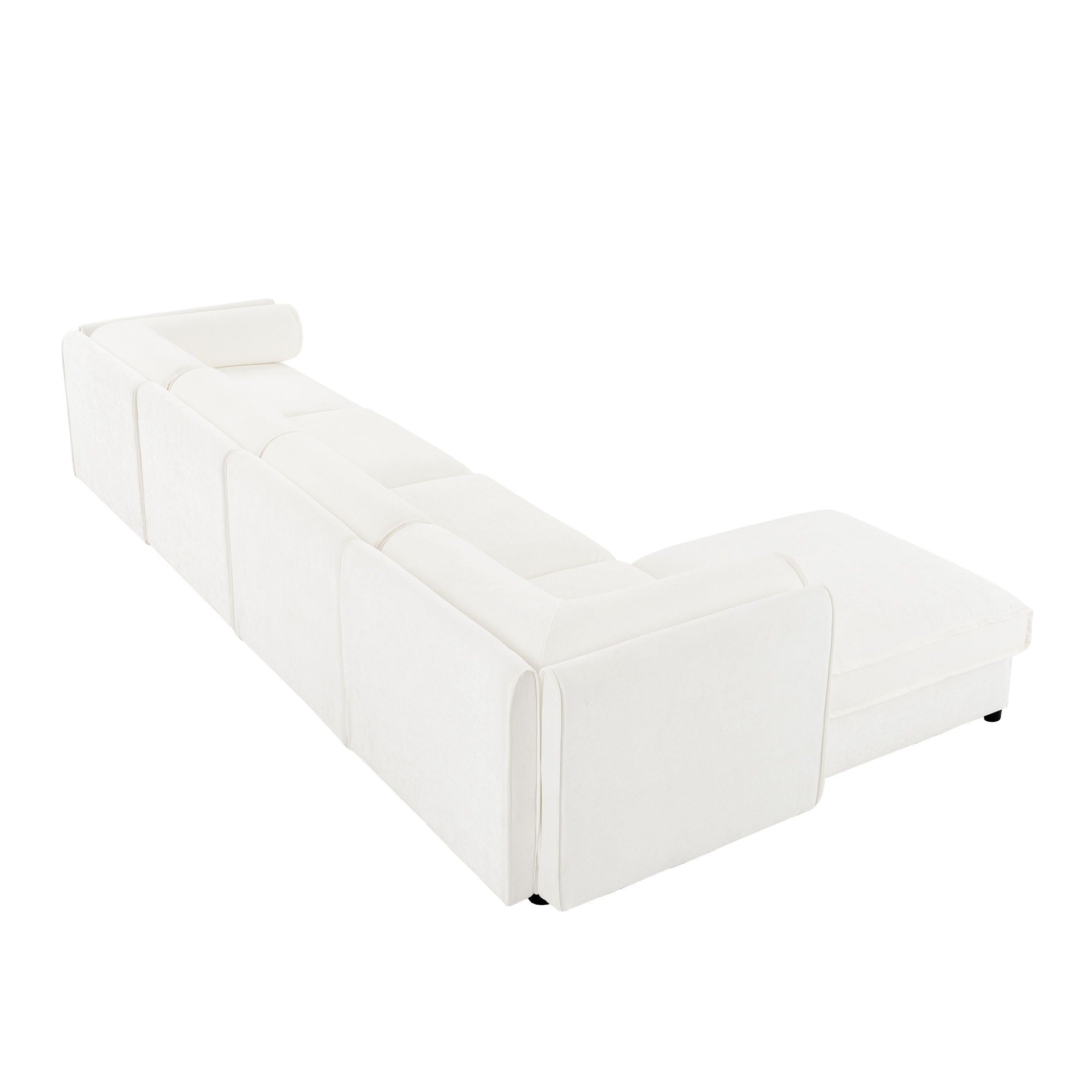Contemporary Elegant White Chenille Sofa With Storage And Ottoman