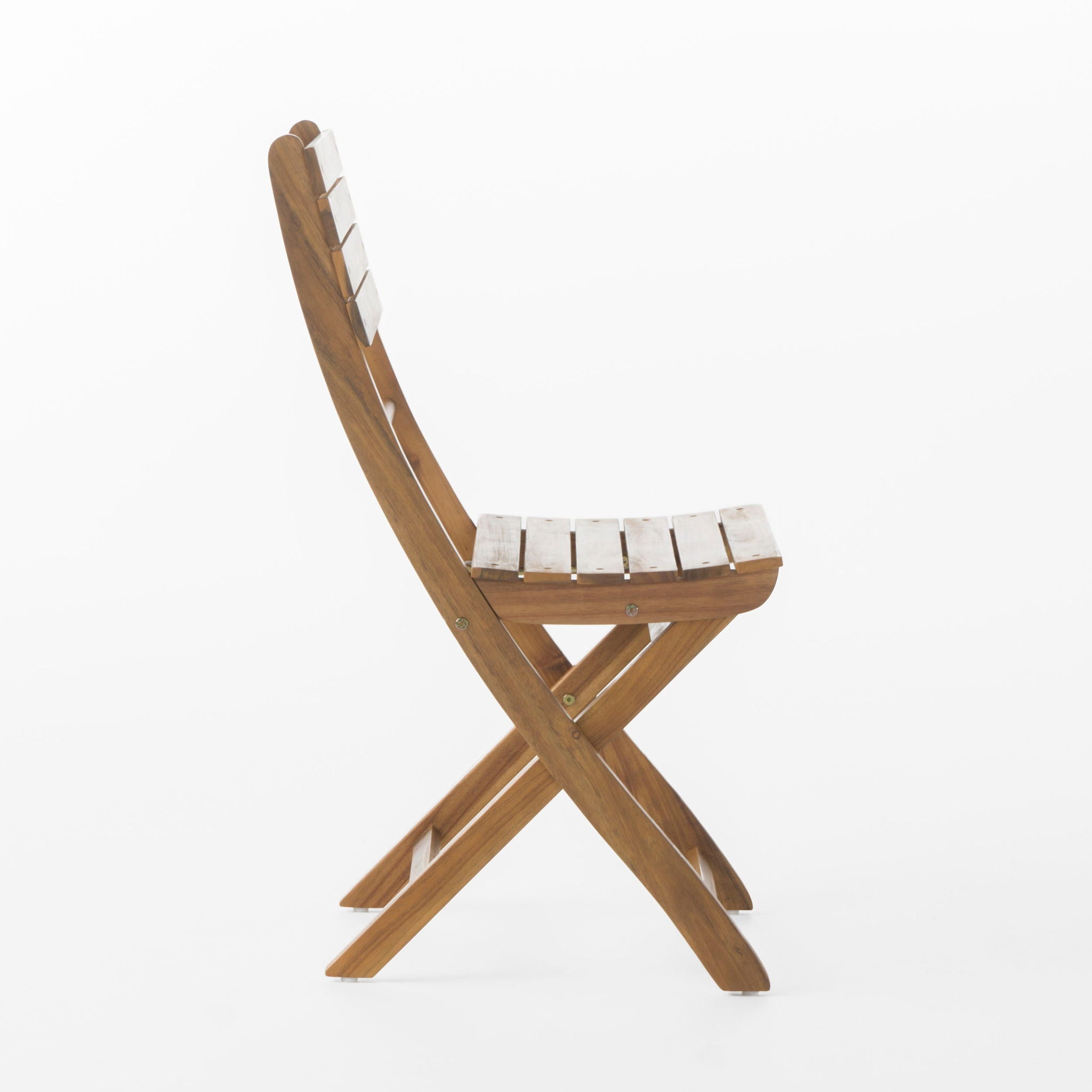 Outdoor Foldable Wood Dining Chair With Slat Design (Set of 2)