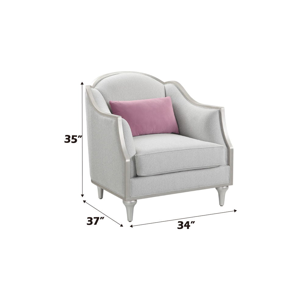 Kasa - Chair With Pillow - Beige Linen & Champagne