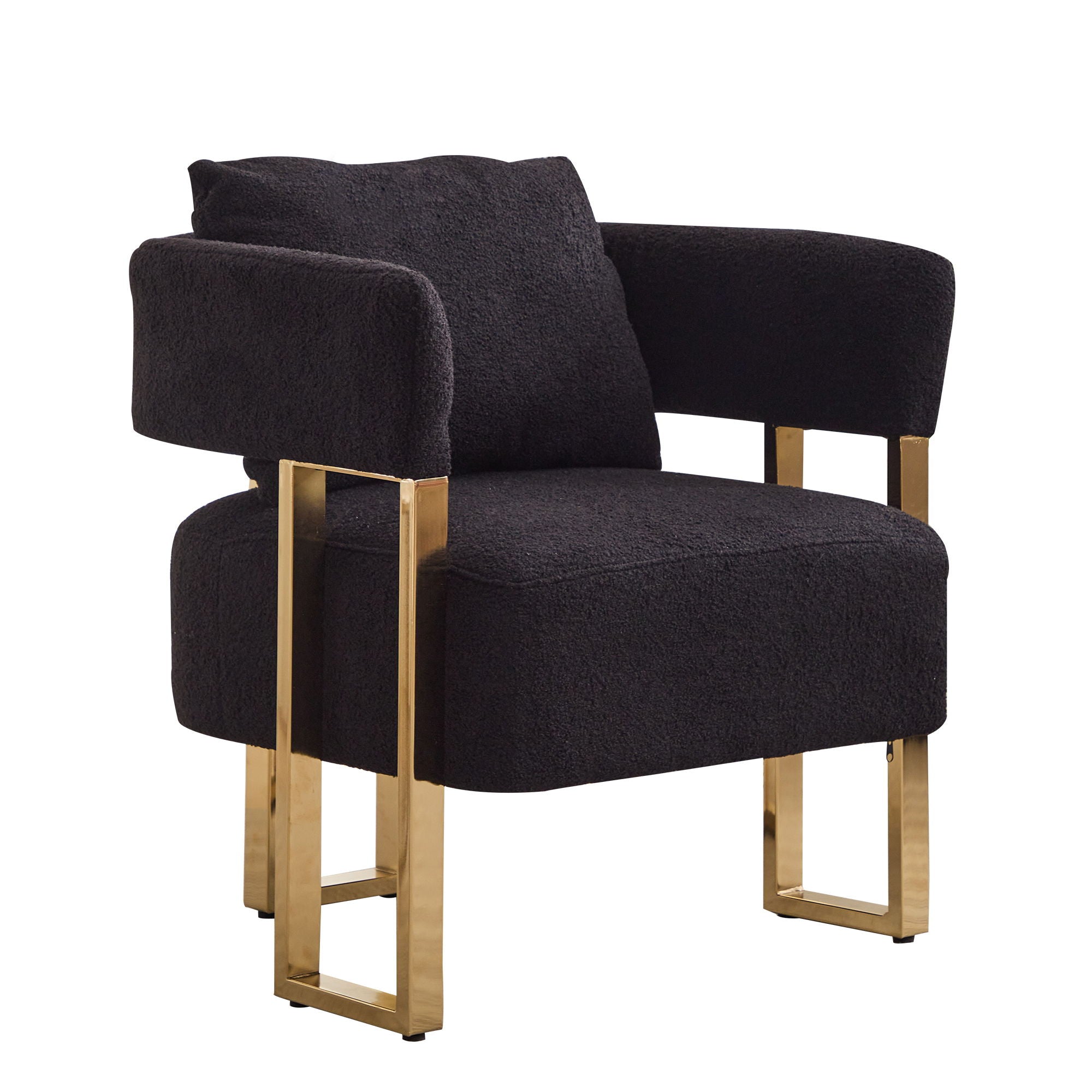 Modern Decorative Chair Teddy Fleece Upholstered And Metal Foot