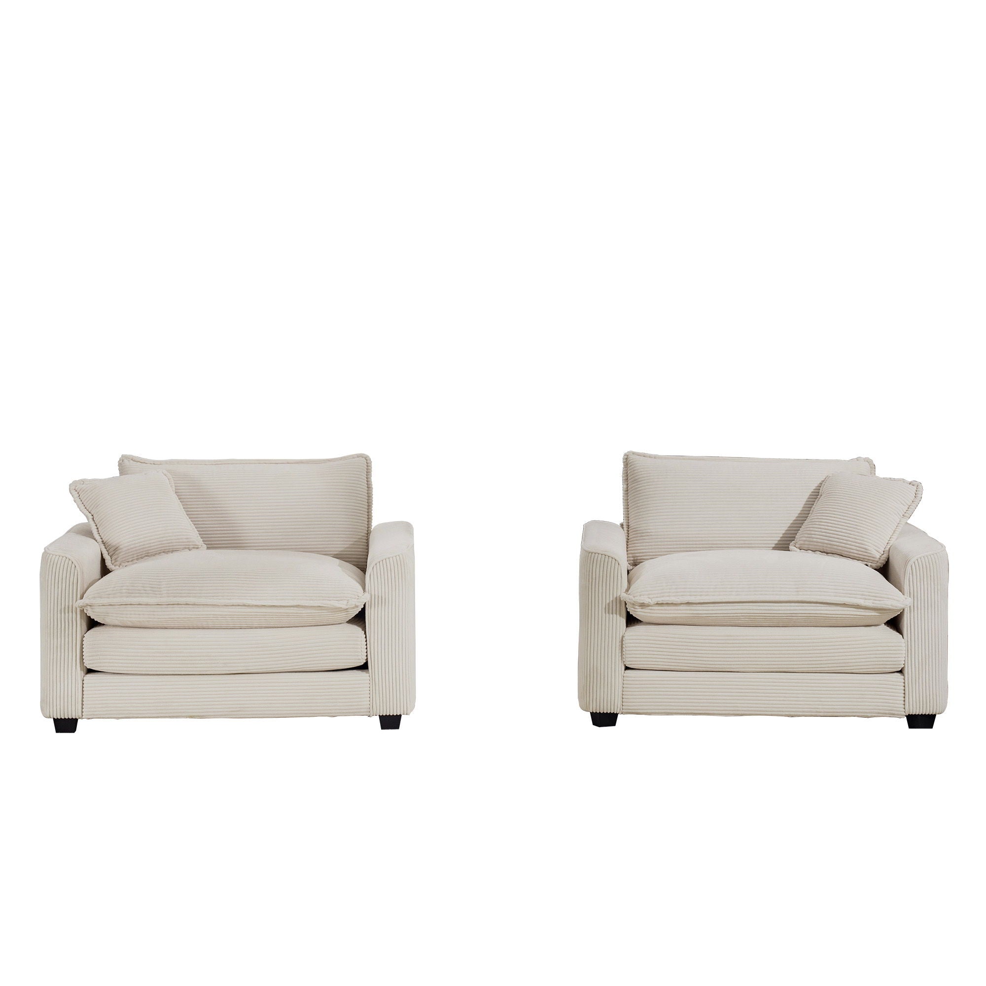 Modern Classic Corduroy Fabric Single Chair Deep Seat Sofa With Pillow