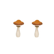 Mushroom Holiday Ornament, For Harvest Festival Fall Festival & Thanksgiving Table Decorations (Set of 2) - Beige / Orange