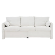 Modern 3 Seater Sofa Chenille Couch Plush Triple Seater Sofa With High Density Foam Cushions, Deep Seat Living Room Couch For Family Room, Apartment & Home Theater - Ivory White