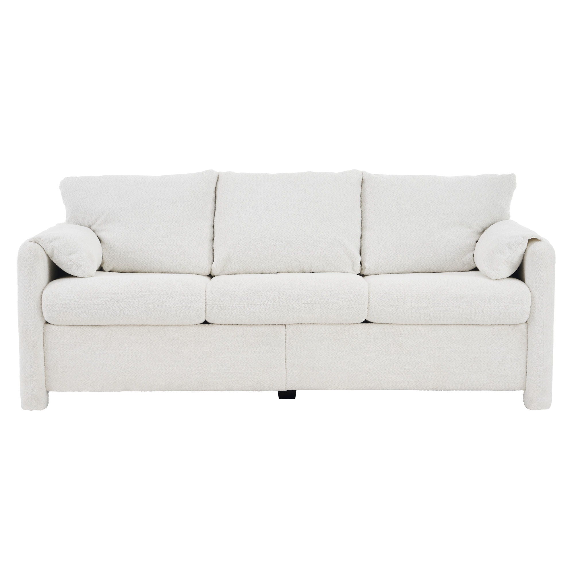 Modern 3 Seater Sofa Chenille Couch Plush Triple Seater Sofa With High Density Foam Cushions, Deep Seat Living Room Couch For Family Room, Apartment & Home Theater - Ivory White