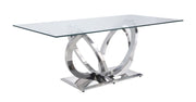 Finley - Dining Table - Clear Glass Top & Mirrored Silver