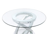 ACME Ornat - Dining Table - Clear Glass, Mirrored & Faux Diamonds - 31" | Meri Furniture